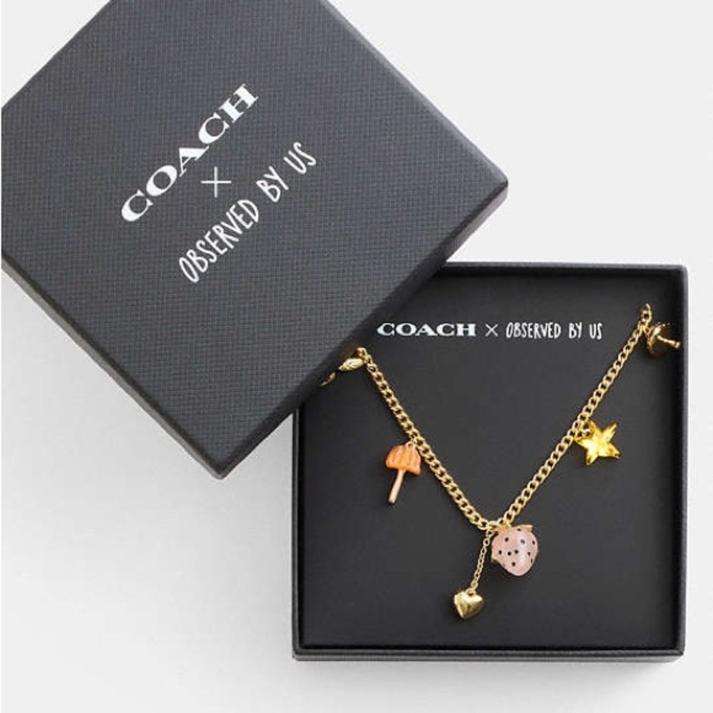 NWT Coach X Observed By Us Strawberry Heart‎ Charm Necklace